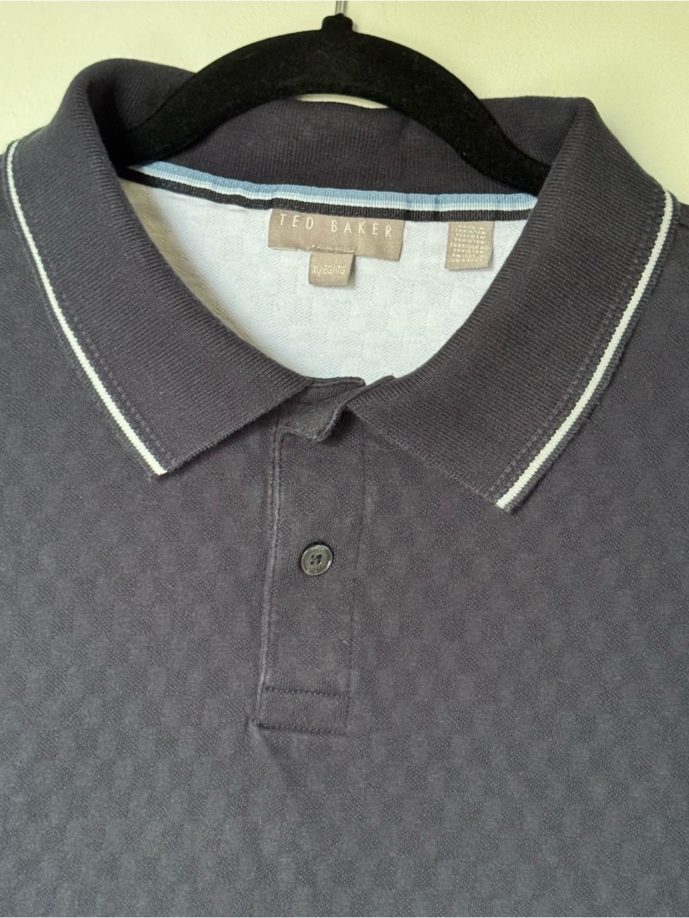 Ted Baker Men's Charcoal Textured Polo with Contrast Trim